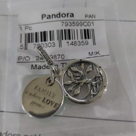 PANDORA Sterling Silver Glow-in-the-dark Infinity Tree Double Dangle 793599C01 - Picture 7 of 15